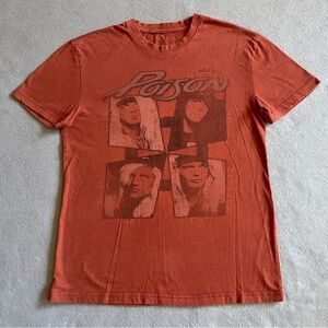 Poison Glam Rock Men’s T-Shirt Orange Size Small – Short Sleeve Band Tee